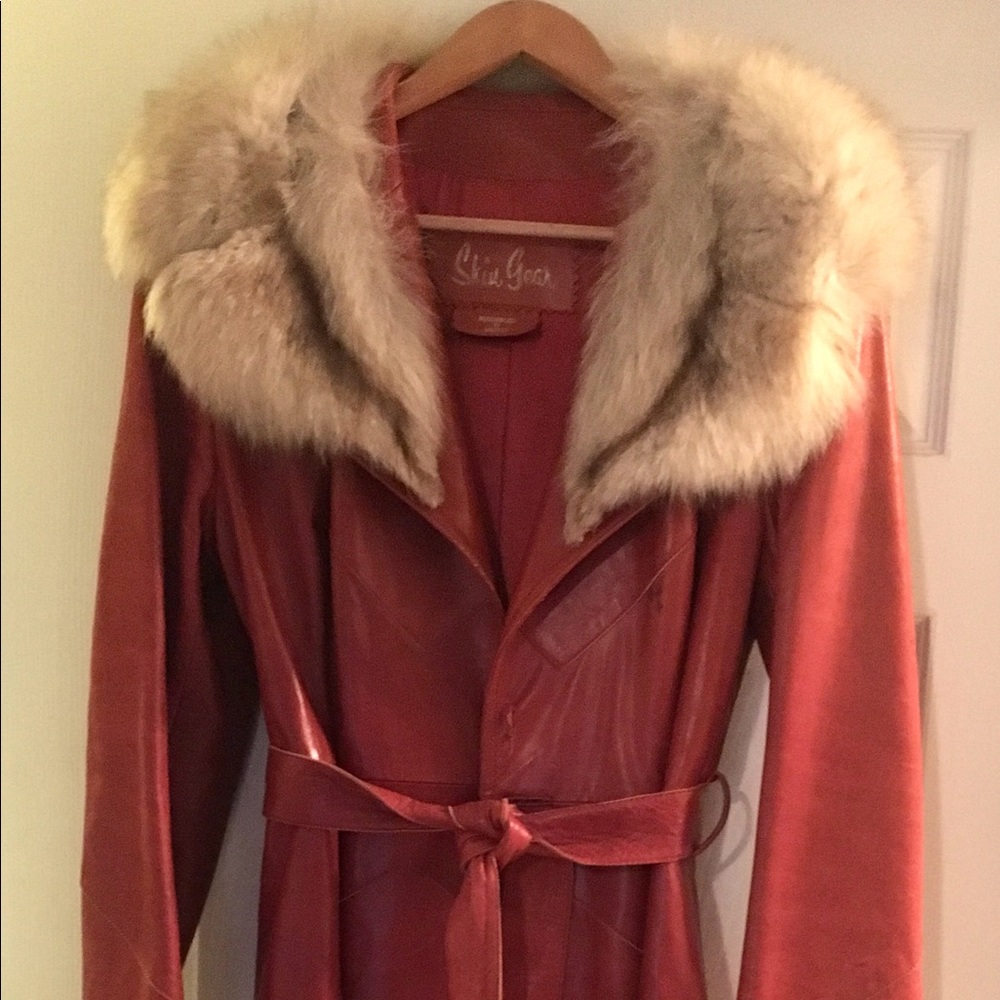 Vintage Rust Leather Wrap Coat